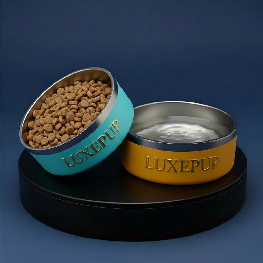 LUXEPUP Luxury Stainless Steel Dog Bowl Set – Slip-Resistant, Non-Toxic & Dishwasher Safe