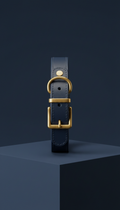 Navy Italian leather dog collar
