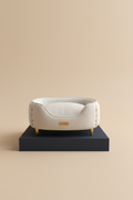 Gallery white luxury pet bed with gold accents